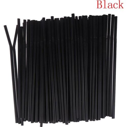 100Pcs Drinking Straws 210mm Black White Long Flexible Wedding Party Supplies Plastic Drinking Straws Kitchen Accessories