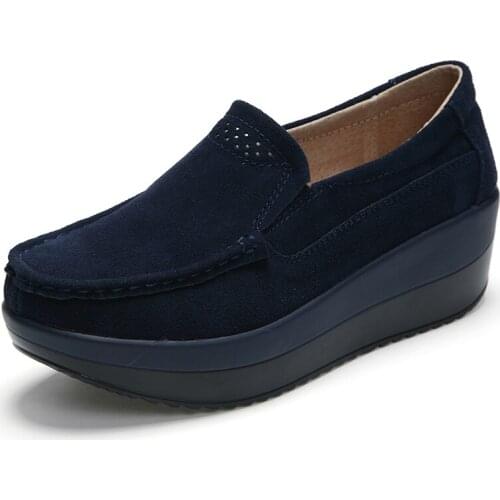 2020 New Spring Autumn Women Shoes Casual Loafers Moccasins Shoes Women Slip on Ladies Platform Suede Shoes Woman Fashion
