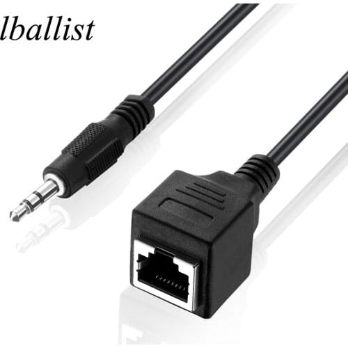 Lballist 30cm 3.5mm Stereo Male to RJ45 Female Audio Extension Cable