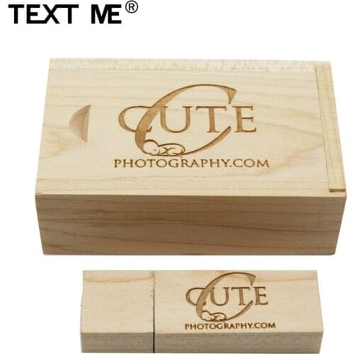 TEXT ME maple wooden+box LOGO engrave usb flash drive 4GB 8GB 16GB 32GB 64GB usb 2.0 photography gift U disk