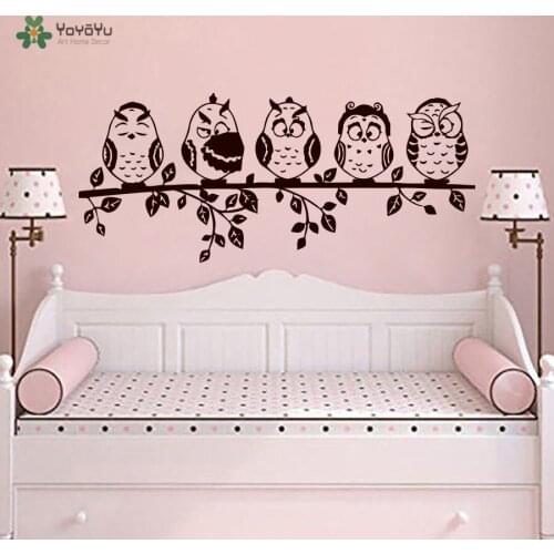 YOYOYU Vinyl Wall Decal Cute Cartoon Owl Family Kids Room Funny Animal Removable Home Decoration Stickers FD424