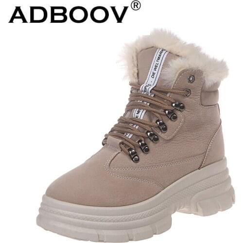 ADBOOV Women Winter Sneakers Warm Platform Plush Suede Casual Shoes Woman Warm Fur High Top Sneakers Ladies