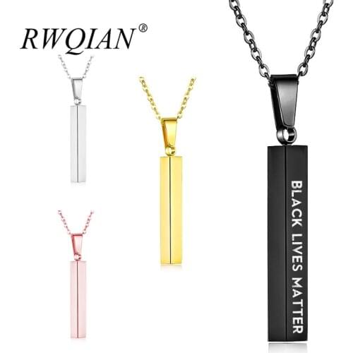 Black Lives Matter Necklace Custom Bar Necklaces Personalized 18K Gold Stainless Steel Pendant Choker for Women Charm Jewelry