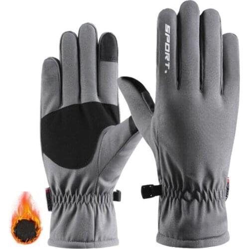 Winter Motorcycle Gloves Men Gray Fleece Keep Warm Moto Motocross Motorbike Full Finger Water-Repellent Riding Gloves For Women