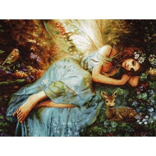 Gold Collection Embroidery Spring Fairy Cross Stitch Supplies with 100% Cotton Flosses & Free Shipping for Wall Decor & Gifts
