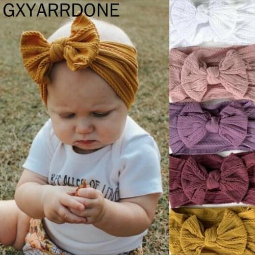 1pcs 24 Color Choose Baby Headband Girls Twisted Knotted Nylon Edges Bowknot Hair Band Hair Accessories Baby Girl Bows Headwraps