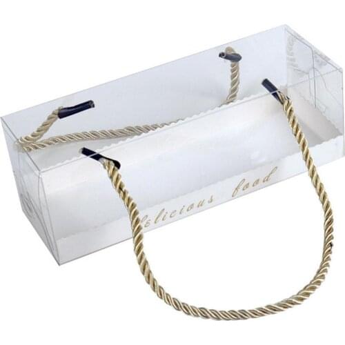 10Pcs Portable Cake Swiss Roll Boxes With Handle Transparent PET Cupcake Clear Packaging Gift Box Dessert Container Holder