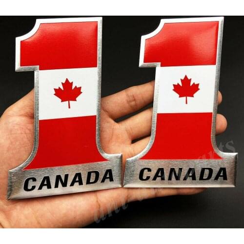 2x Canada Canadian NO.1 Flag Emblem Car Badge Motorcycle Gas Tank Decals Sticker