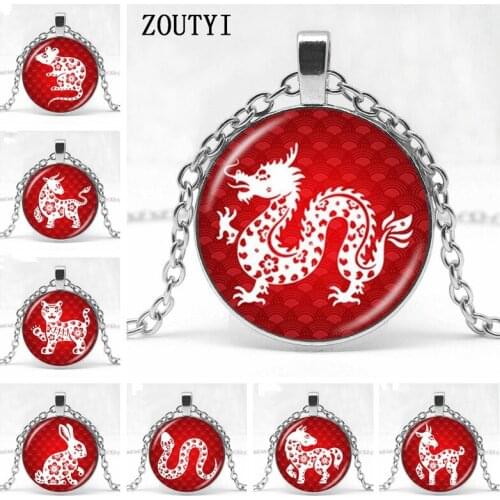 2018/Hot sale, birthday gift of twelfth zodiac necklace, year of the rat, year of the rabbit, year of the dragon, twelve colored
