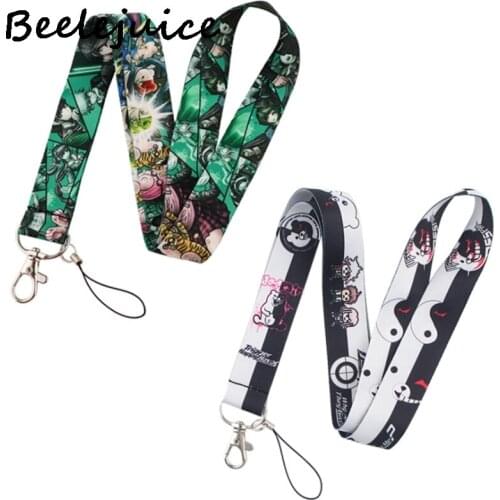24pcs Danganronpa Anime Keychain Lanyards Id Badge Holder ID Card Pass Gym Phone Badge Holder Key Strap Webbings Ribbons Gifts
