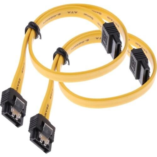 2x SATA 3.0 6Gbps HDD/SSD Drive Data 180°Connector Cable With Locking Latch