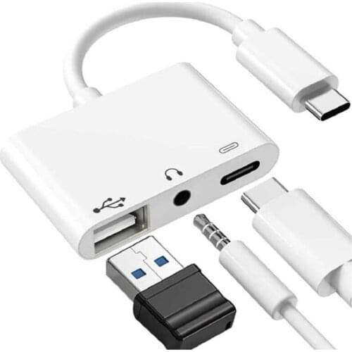 3-in-1 Type-C to 3.5mm USB OTG Listening Song PD 2.0 Charging DAC Decoding Headphone Adapter