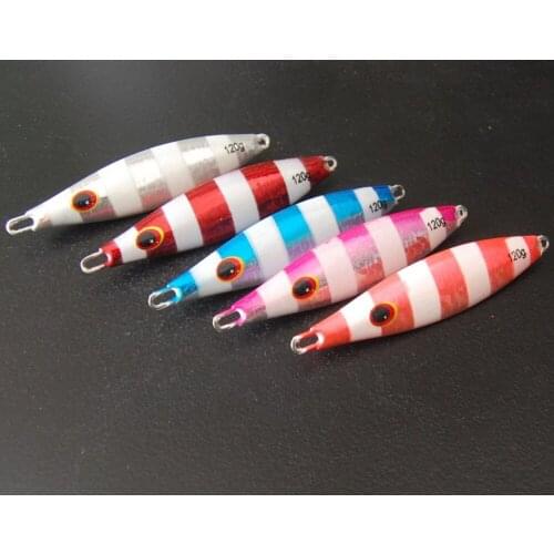 5PCS Deep sea Jigging Fishing Glow Zebra Ocean Boat Rock Beach Slow Jig Jigbait Spoon Lure baits 80g 120g