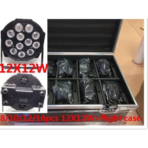 8/10/12/16pcs 12x12W+ flightcase +1.2m Dmx cable LED Flat SlimPar Quad Light 4in1 LED DJ Wash Light Stage dmx light lamp