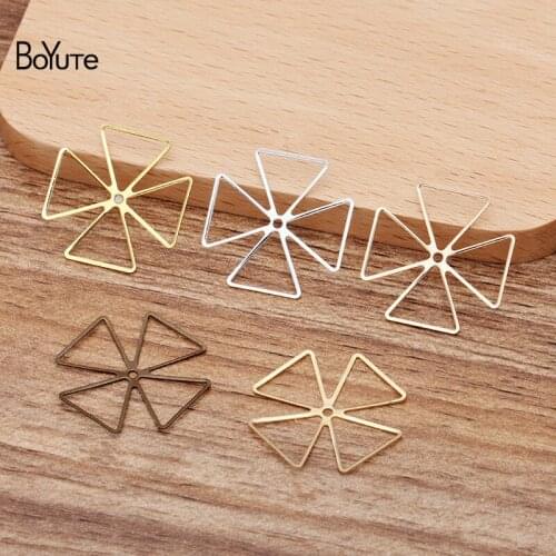 BoYuTe (100 Pieces/Lot) 23MM Copper Metal Stamping Plate Triangle Flower Diy Hand Made Jewelry Accessories Parts