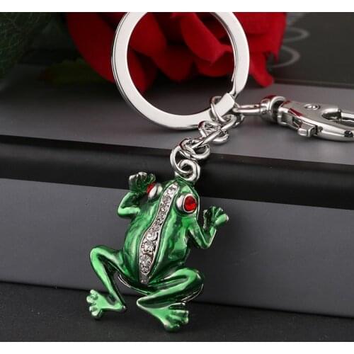 The frog car keyring cute rhinestone crystal key bag charm pendant chain Christmas presents new fashion ysk080 free shipping