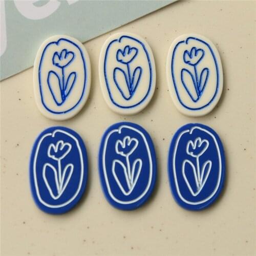 50pcs/lot cartoon tulip flowers core geometry irregular ovals shape acrylic beads without hole diy jewelry earring accessory