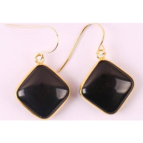 Black Carnelian Stone Dangle Earrings Jewelry For Woman Gift T157