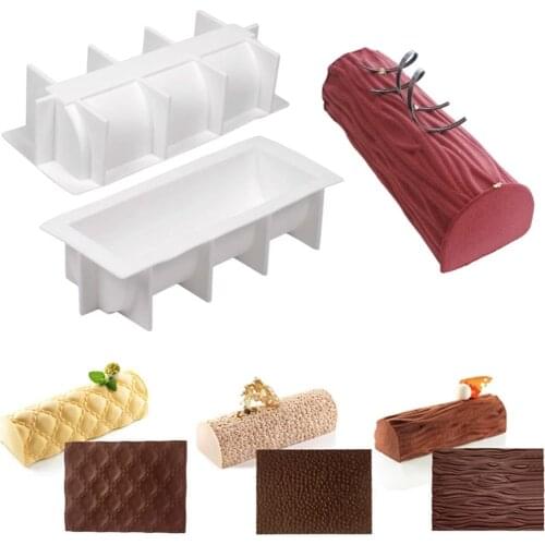 Wood Heart Shape Texture 3d Silicone Cake Mold Baking Mat Buche Log Kit Dessert Bakeware Silicone Cake Baking Mold