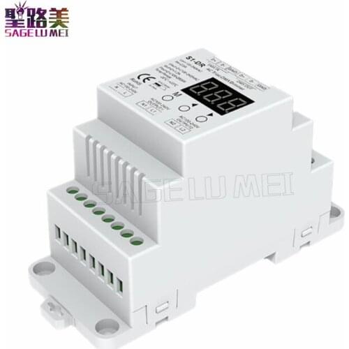 DIN rail AC100-240V 288W 2 Channel Triac DMX Dimmer, Dual channel output Silicon DMX 512 controller S1-DR