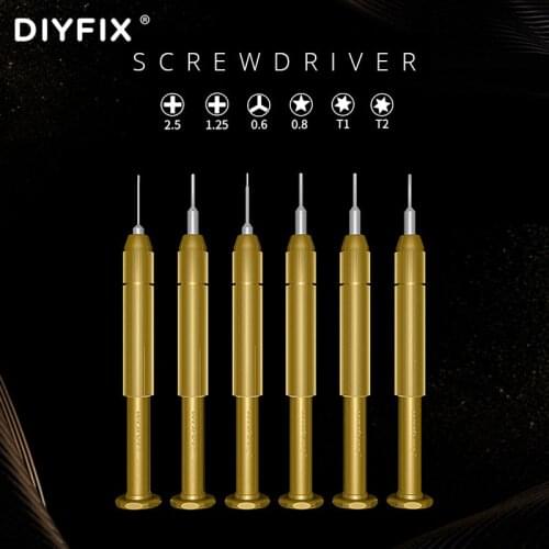 DIYFIX 6 in 1 Pure Copper Precision Screwdriver For Iphone 12 Mobile Phone Repair Disassembly Special Screwdriver Tool Set