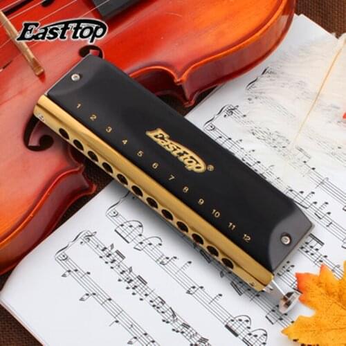 Easttop Chromatic Harmonica ABS Comb 12 Hole 48 Tone C Key professional Armonica Cromatica Mouth Ogan woodwind music Instrument
