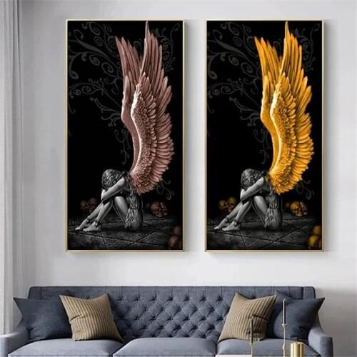 Fairy Tale Character Wings Posters and Prints Devil and Angel Painting on Canvas Figure Painting Home Decor Living Room Poster