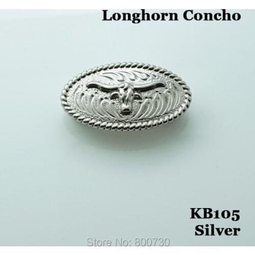 KB105) 10pc 1-3/4" Western Concho Longhorn Steer Concho Silver