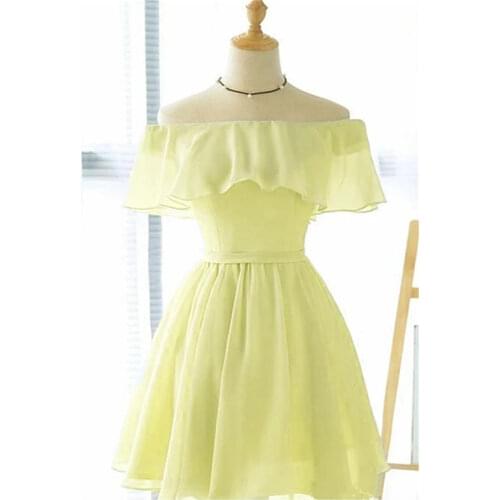 Off-shoulder Cocktail Dresses Robe Sky Blue Knee Length Party Short Vestidos Homecoming Dress Bridesmaid Dress