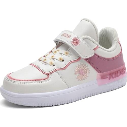 Girls Sneakers Children Casual Shoes For Girls Shoes Kids Sneaker Sport Student Footwear Hook&Loop Leather Fashion Anti-slippery