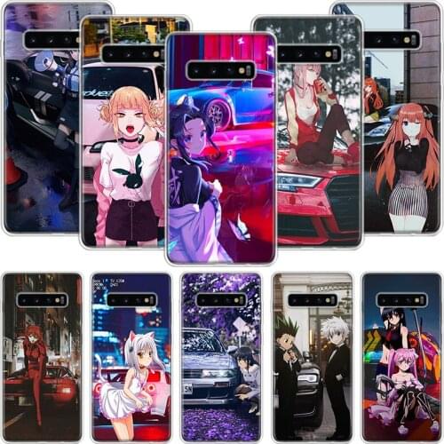 Sports Car Cute Anime Girl Phone Case For Samsung Galaxy S10 S20 S21 S9 S8 S7 Note 10 20 9 8 FE J4 J6 Ultra Plus Lite Pro + Edge