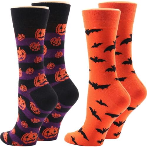 Halloween Socks Men Bat Pumpkin Demon Cartoon Cute Socks Women Cosplay Holiday Gift Funny Socks Cotton