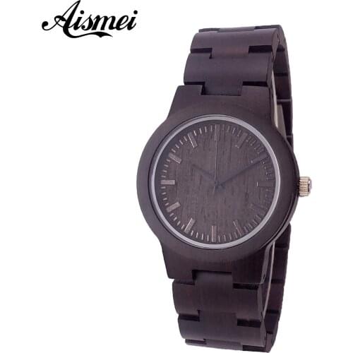2018 New fashion Woman Watches Full Wood Band Quartz Ladies Watch Minimalist Black Retro Watch Wrist Wood Clock relogio feminino
