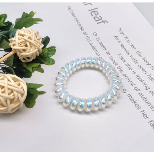 Pearlescent transparent laser Telephone Wire Elastic Hair Bands For Girls Headwear Ponytail Holder Rubber Bands Hair Accessories