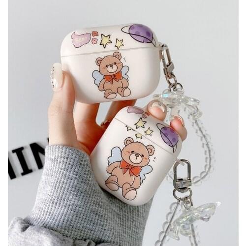 Ase for Apple Airpods 1 2 Transparent Bracelet Chain Case for AirPods Pro Case Cute Bear Bluetooth Earphone Accessories Box