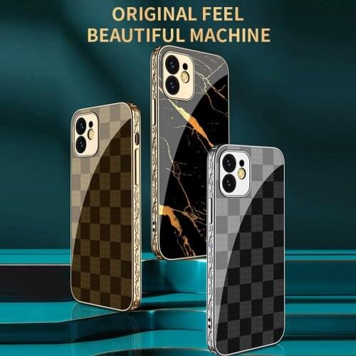 Luxury High Quality Full Protection Shockproof Marble Plating Glass Mobile Phone Case For iPhone 12 Pro Max Cover Fundas Coque