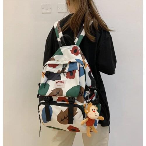 Leaves Pattern Printing Backpack Female Travel Daily Laptop Student School Backpack Water Repellent For Teenagers Mochila 2020