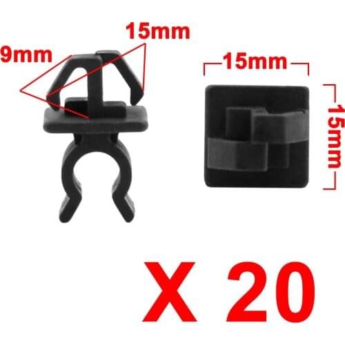 Uxcell 20Pcs Black Plastic Rivets Engine Lid Prop Rod Clip Support Clamp Holder 15mm, 20 Pack