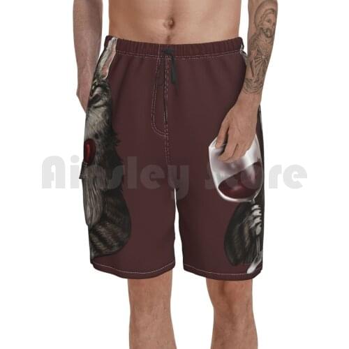 Wine Cat Grey Tabby Beach Shorts Men Beach Pants Swimwear Grey Cat Wine Red Wine Classy Cat Nyan Nyan Wine For Cats