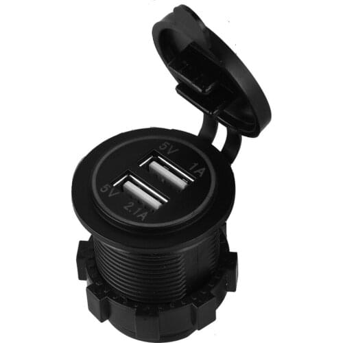 Black YC-A19 Waterproof Dual USB Charger Socket Power Outlet 3.1A With LED Indicator for Car Boat motorcycles beach cars RV SUV