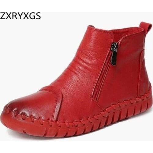 Hot 2021 New Autumn Top Cowhide Hand-stitched Shoes Woman Boots Elegant Comfort Fashion Casual Sneakers Ankle Boots Tide Shoes