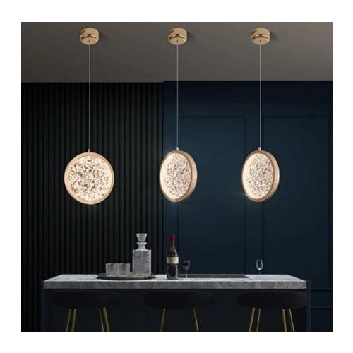 Gold Roung Glass LED Pendant Lights Wire Adjustable Hotel Hall Foyer Hanging Light Fixtures Bar Restaurant Lamp Home Decoration