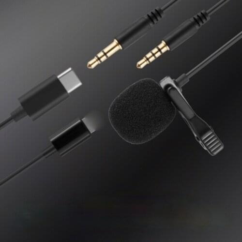 1.5m Mini Portable Microphone Condenser Clip-on Lapel Lavalier Mic Wired Microfon for iPhone Android Phone Laptop PC Recorder