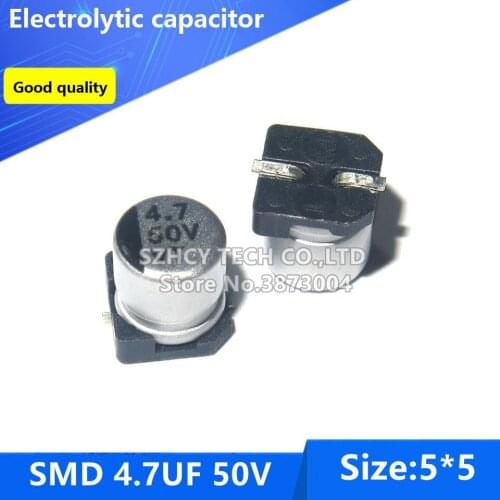 100pcs SMD 4.7UF 50V 5*5 Electrolytic capacitor