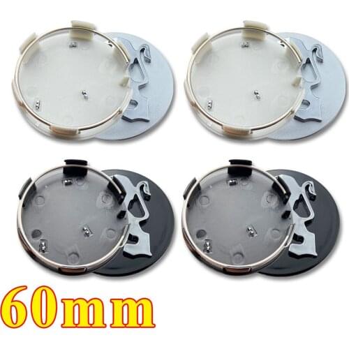 100pcs 60mm Black Silver Car Rim Caps Cover Wheel Center Hub Caps Logo Badge Emblem Car Styling Accessories