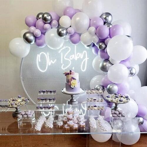 103Pcs Purple Balloons Garland Arch Kit Pastel Purple Gold White Ballons Birthday Baby Shower Wedding Anniversary Party Decort