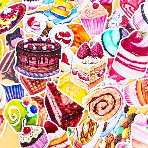 39pcs Cute cake foods Stickers Cartoon decorative Washi Stickers Scrapbooking stickers Label Diary Stationery Album Stickers