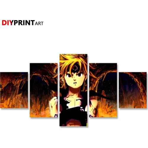 Meliodas Nanatsu No Taizai 5 Panel Modern Art Print Pictures for Wall Decoration A2211