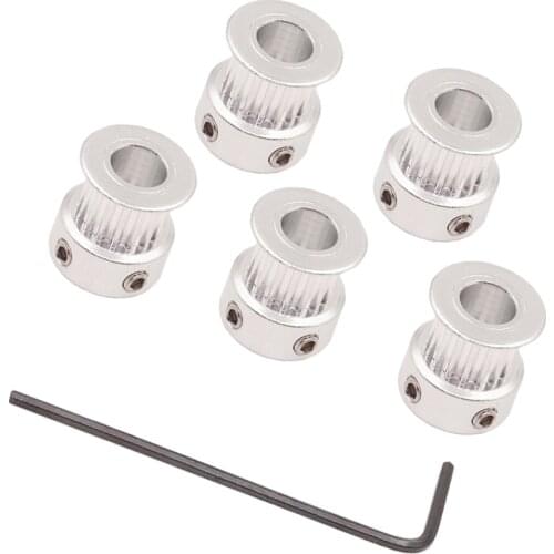 5pcs 16 Teeth 5mm Bore Timing Belt Pulley Wheel With Wrench For 3D Printer