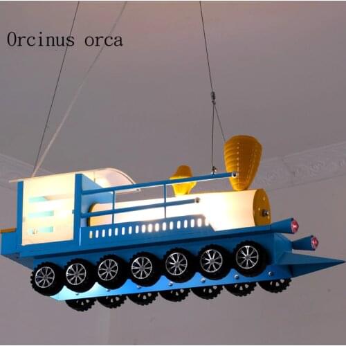 American Creative Railway Chandelier Boys Bedroom Childrens Room Light Cartoon Modern LED Railway Locomotive Chandelier